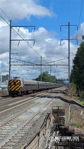 Amtrak Metroliner cab car 9632 on NE Regional 121 at Elizabeth Station on the Northeast Corridor.