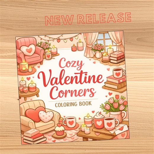 Cozy Valentine Corners Printable Coloring Pages – 20 Sweet & Easy Line Art Designs - Etsy
