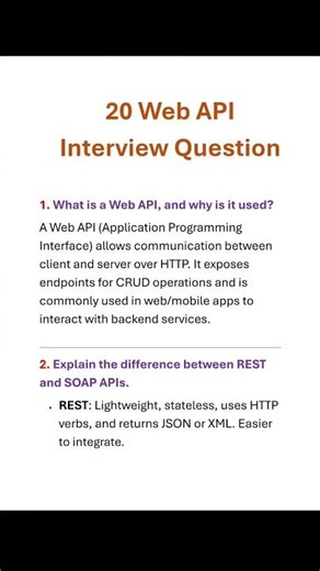 Web API interview questions with answers| #web #api #webapi #interviewquestions #yt #developers