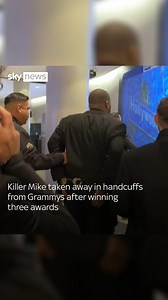133K views · 473 reactions | Hours after winning three Grammy Awards, rapper Killer Mike was led away in handcuffs from the Crypto Arena in Los Angeles, as the LAPD arrested him for “misdemeanor battery”. #killermike #grammys #police | Sky News | Facebook