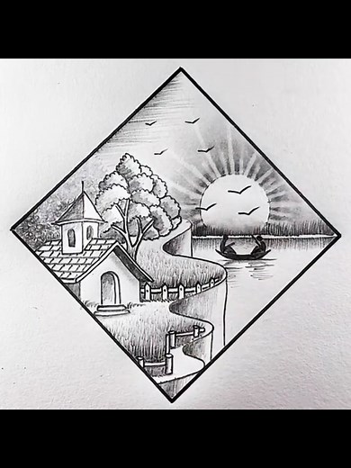 3D Mountain Drawing Tutorial with Pencil