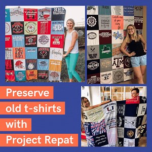 508 reactions · 81 shares | Memories aren’t just organized into photo albums...cherish your best days in a meaningful quilt - perfect gift for HS & College grads. Partner with Project Repat & get 40% off your t-shirt blanket, today! Click through for your exclusive discount. | Project Repat | Facebook