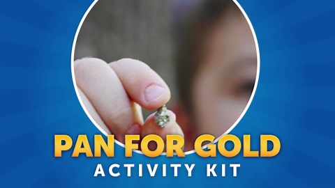 Blue Marble Gold Panning Kit for Kids - Learn to Pan for Gold, Includes Pay Dirt with Real Pyrite Specimens, Reusable Panning Pan, Vial, Tweezers & More