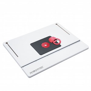 POWERTEC 24" x 32" Benchtop Router Table with Insert Plate – Laminated MDF Surface, Reducer Rings, Leveling Hardware & Starting Pin; Compatible with Bosch, DeWalt, Makita & More (71685)