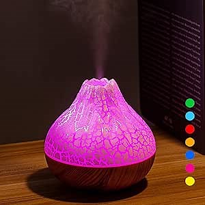Mini Colorful Cool Humidifier, Volcano Shape Humidifier,USB Personal Desktop Humidifier Volcano Spray Mode, 7 Colors,Super Quiet for Office Room, Bedroom(White)