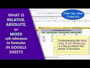 Google Sheets | Relative | Absolute | Mixed | Cell Reference | Examples |Spreadsheet | Tutorial