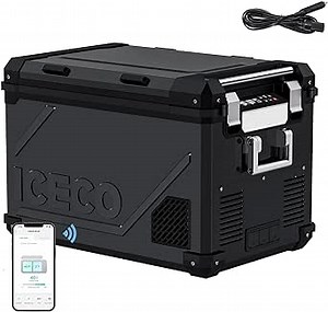 ICECO APL55 Dual Zone Portable Refrigerator, 58 Qt 12v Fridge Freezer with SECOP Compressor, Car Refrigerator with APP Control, -4℉~68℉, DC/AC, for Camping, RV, Car, with Extension Cable