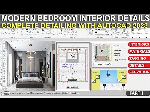 (PART-1)-Autocad Modern Bedroom Design Interior In Detail || Bedroom Elevation || #interiordesign||