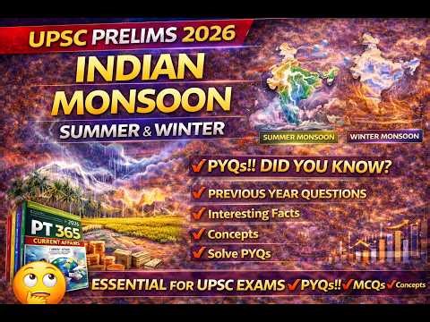 Indian Monsoon Explained | Summer vs Winter Monsoon | UPSC PYQs | Prelims 2026 Geography