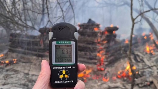 Firefighters battle wildfire in Ukraine’s Chernobyl Exclusion Zone