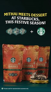 Bombay Sweet Shop on Instagram: "The ultimate coffee-chocolate duo is here to blow your mind! ☕🍫 Mithai meets dessert in one epic bite with our Diwali special Starbucks Coffee Choco Barks. Starbucks’ bold espresso meets our signature chocolate barks to take it to the next level. Made with top 3% Arabica coffee beans, crunchy roasted almonds, and a sprinkle of sea salt, this limited edition treat is the sweet-salty fix you didn’t know you needed. Available across Starbucks and Bombay Sweet Shop!