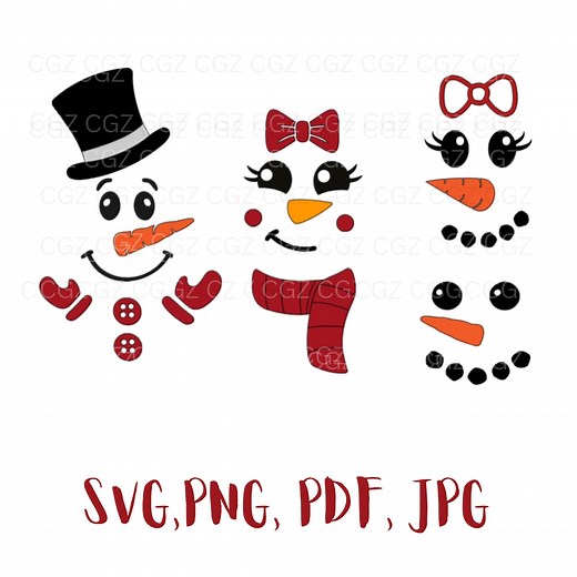 Snowman Face Bundle SVG, Snowman Boy & Girl SVG, Snowman Face Svg, Silhouette, Pdf, Png, Decal, Sticker, Vinyl, Snowman Clipart, Cut File - Etsy