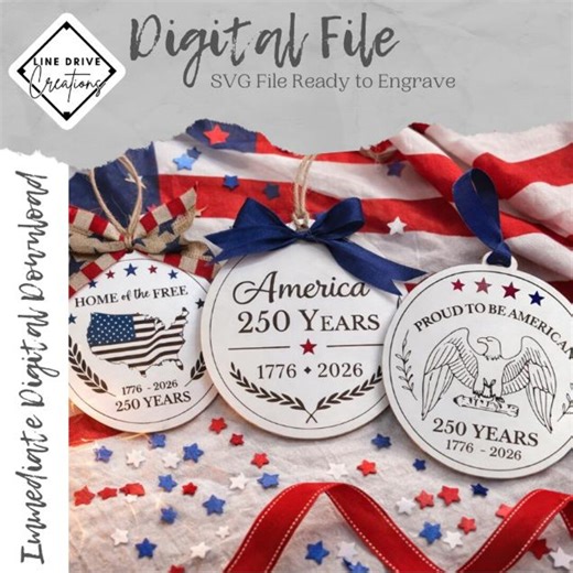 USA 250th Anniversary Ornament SVG Bundle | Laser Cut Files (digital Download) - Etsy