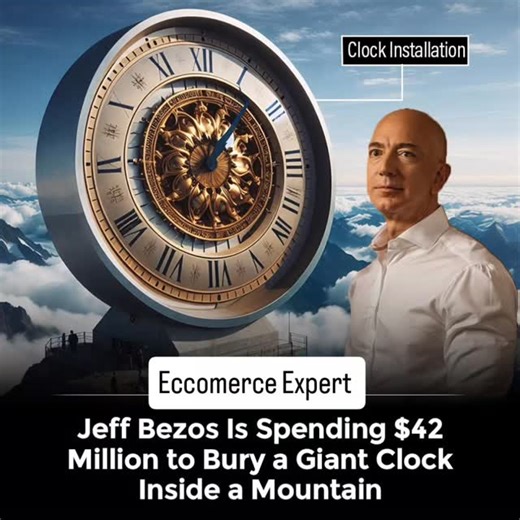Eccomerce Expert on Instagram: "When you have too much money, you buy time. Literally. Bezos is building a 500-foot mechanical clock inside a Texas mountain. It ticks once a year. The century hand moves every 100 years. The cuckoo comes out every 1,000. While we worry about next month's rent, billionaires build monuments designed to outlast civilization. Source: The Long Now Foundation"