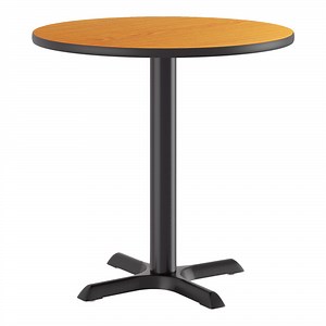 Lancaster Table & Seating 30" Round Reversible Walnut / Oak Table Standard Height Table and Base Kit with 22" x 22" Cast Iron Base