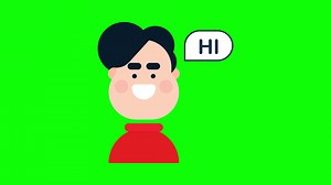 Download Animated boy face with hi dialogue box. Clip in high resolution with green screen background. for free