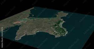 Crimea map rotate 360 loop ccw with 3d relief 4K satellite ground height