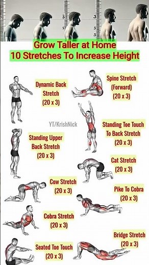 اهم 10 تمارين اطالة ل زيادة الطول في المنزل #تمارين #طول #رياضة #shorts #fitness