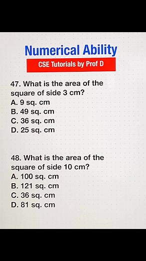 Civil Service Exam Review: Finding the Area of a Square #CSETutorialsByProfD #CSE2025 | Team Padayon CSE Tutorials
