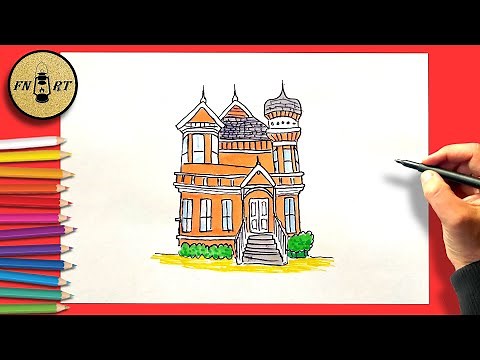 How to draw a victorian house easy step by step