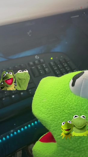 Kermit hacks computer. Also learned what the stickers are on Tik tok lol #kermit #frog #memes #fyp