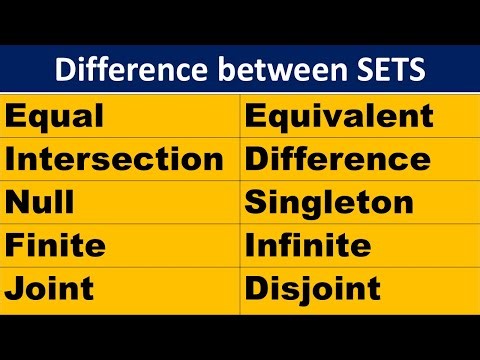 Intersection & Difference, Joint & Disjoint, Finite & Infinite, Equal & Equivalent, Null & Singleton