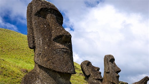 Who built these giant stone faces?