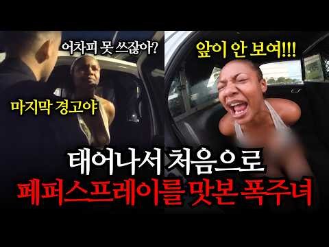 [바디캠] 미국 경찰에게 깝치다 인생 첫 페퍼스프레이를 맛본 폭주녀