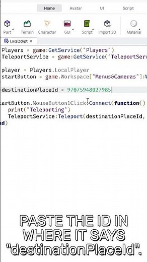 How To Teleport To A Different Place I ROBLOX STUDIO #roblox #tutorial #shorts #robloxstudio