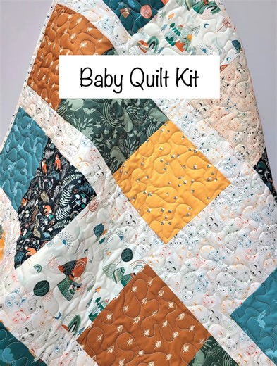 Woodland Baby Quilt Kit: Rustic Mountains, Fox, Bear (39x33.5 Inches) - Etsy