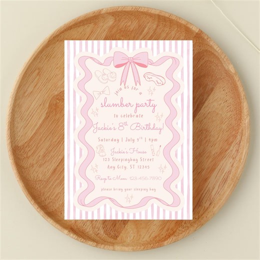 Slumber Party Birthday Invitation | Sleepover Birthday Party Invite | Girls Pajama Bday Party | Digital Template (editable) - Etsy