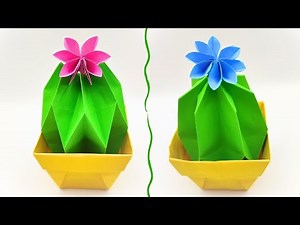 Origami CACTUS and VASE | How to make a paper cactus