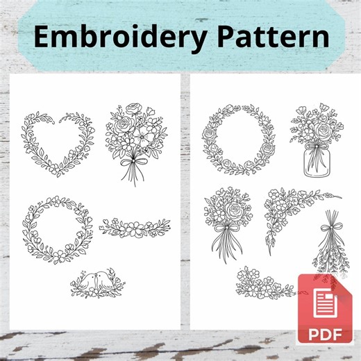 Printable Floral Embroidery Patterns – PDF Hand Embroidery - Etsy