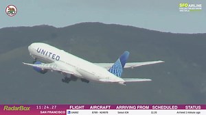 1.2M views · 5.3K reactions | EXCLUSIVE: Here's the moment that United flight #UA35 lost a wheel during takeoff, at precisely 11:24:24, as captured in the video by our friends from CaliPlanes (https://www.youtube.com/@caliplanes)  View #UA35's data at https://www.radarbox.com/flight/UA35 #UnitedAirlines #UA35 #Wheel #FlightEmergency | AirNav Radar | Facebook
