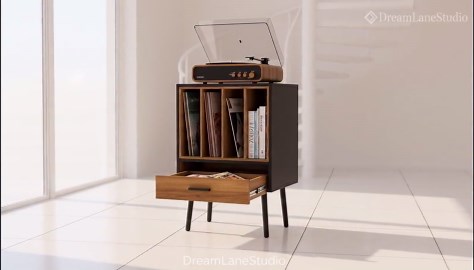 Vintage Record Player Stand, Vinyl Storage Crate, Turntable Table - Etsy