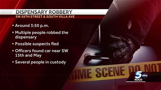 Several people taken into custody after southwest OKC marijuana dispensary robbery