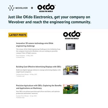 OKdo is one of the many companies that share their articles, case studies and videos on Wevolver. The company delivers a unique combination of software, development support and manufacturing services to inspire and enable customers to generate new ideas and turn them into commercial reality. You can access their latest content here: https://www.wevolver.com/profile/okdo Get your company on Wevolver. Publishing content on Wevolver allows companies to connect with our global community in a way tha