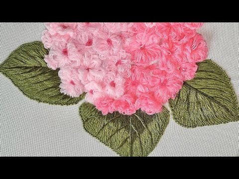 Exclusive Hydrangea Flower Wool Embroidery Creative Stitch Technique