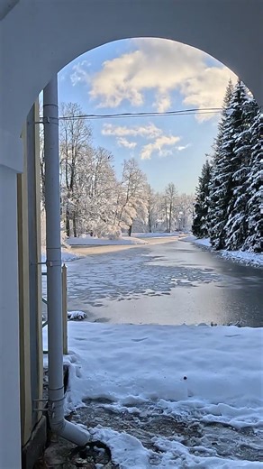 ☃️📸Stunning Pictureview Through Creaking Pagoda Entrace Wing🏞️Winter in Saint-Petersburg #asmr #spb