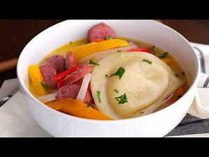 Pierogi Soup with Kielbasa