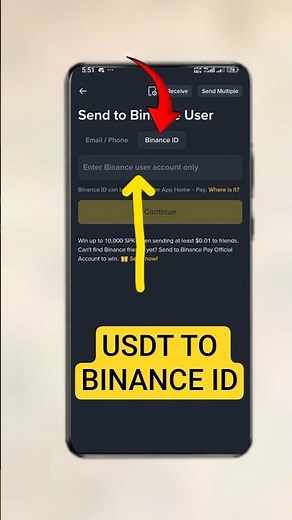 Send USDT to Binance User ID
