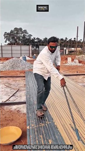 applying protective coating on steel sheets using work tool paint roller #tool #worktool