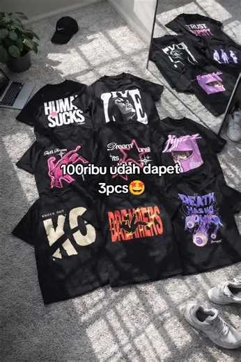 Dapatkan 3pcs Kaos Oversize Cowok Hanya 100 Ribu!