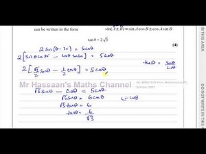 WMA13 IAL (Edexcel) P3 Oct 2021 Q4 Trigonometric Identities & Equations