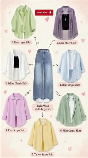 Stylish Shirts to Wear with Light Wash Wide-Leg Jeans🩵| Cute Outfit Pairing Ideas #shorts #ytshorts