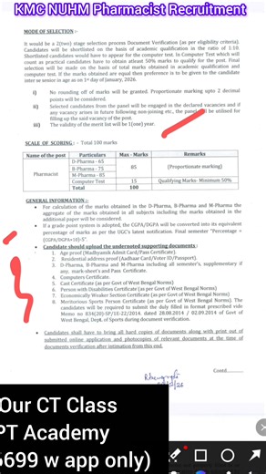 KMC NUHM Pharmacist Recruitment 2026 | KMC Pharmacist Vacancy 2026 | Online Application | Computer Certificate | PT Academy | Pharmacist Tanyeem | Pharmacist Tanyeem