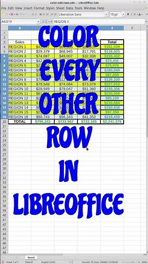 Color every other row in Libreoffice #libreoffice #linux #tipsandtricks