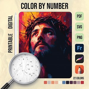 Jesus Color by Number, Digital Art for Adults, Printable Christian Coloring Page, Digital Download, Color by Number, Bible Art Painting - Etsy Canada