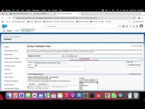 Admin Intermediate Formulas and Validations Create Validation Rules