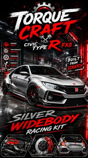 Honda Civic Type R FK8 🔥 | Built From Scratch — Silver Widebody Racing Kit 🔴⚫ | TORQUECRAFT